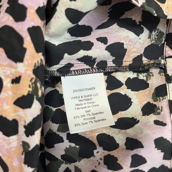 Veronica Beard Purple & Orange Animal Print Mockneck Blouse Size 00 - Picture 7 of 8